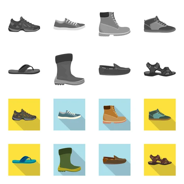 Illustration vectorielle du logo chaussure et chaussures. Collection de chaussures et icône vectorielle pied pour stock . — Image vectorielle