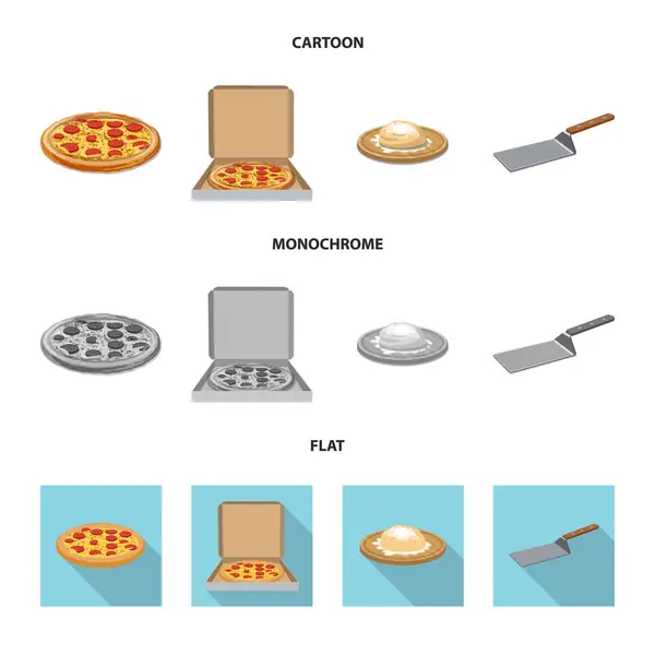 比萨和食物图标的矢量插图。一套比萨和意大利股票矢量插图. — 图库矢量图片