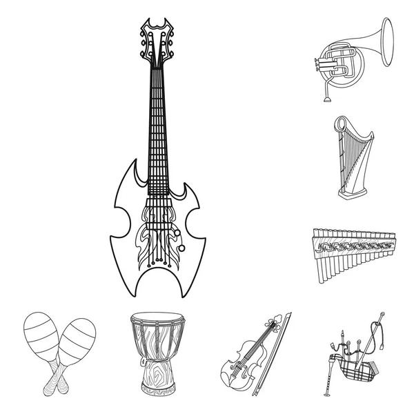 Objeto aislado de música y logotipo de melodía. Conjunto de música e ilustración de vector de stock de herramientas . — Vector de stock