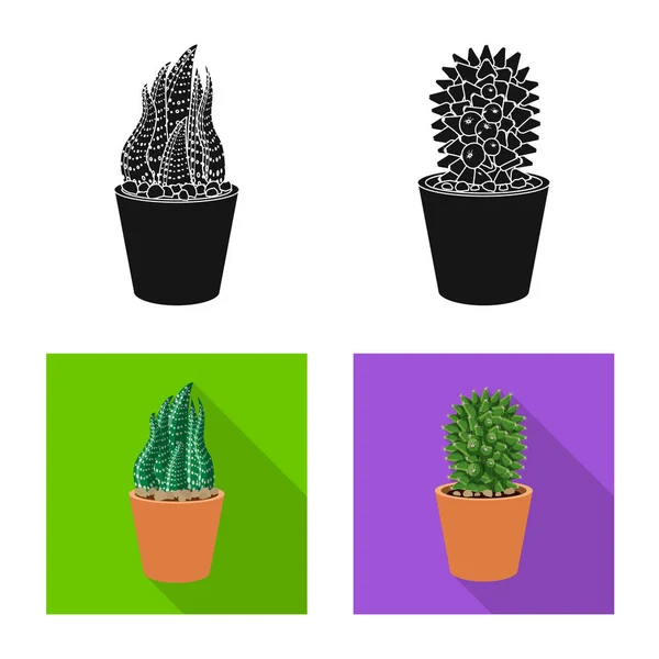Objet isolé de cactus et icône de pot. Ensemble d'icônes vectorielles cactus et cactus pour stock . — Image vectorielle