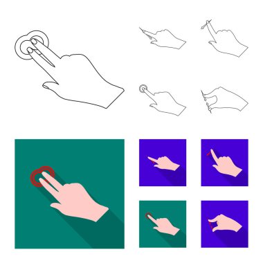 Dokunmatik ve el logosu yalıtılmış nesne. Dokunmatik ekran ayarla ve stok vektör çizim değmek.