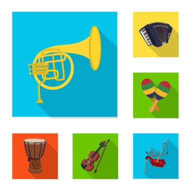 Müzik ve melodi logo vektör tasarımı. Müzik ve aracı hisse senedi vektör çizim seti.