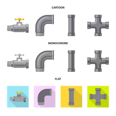 Boru ve tüp simge vektör Illustration. Boru ve boru hattı hisse senedi vektör çizim topluluğu.