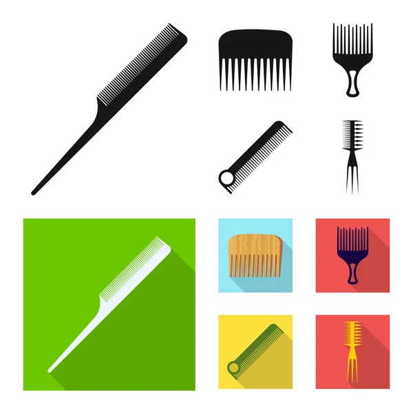 Ilustración vectorial del icono de cepillo y cabello. Colección de cepillo y cepillo de pelo símbolo de stock para web . — Vector de stock