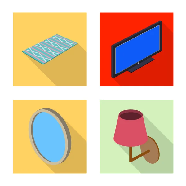 Ізольований об'єкт логотипу спальні та кімнати. Колекція спальні та меблів Векторні ілюстрації . — стоковий вектор