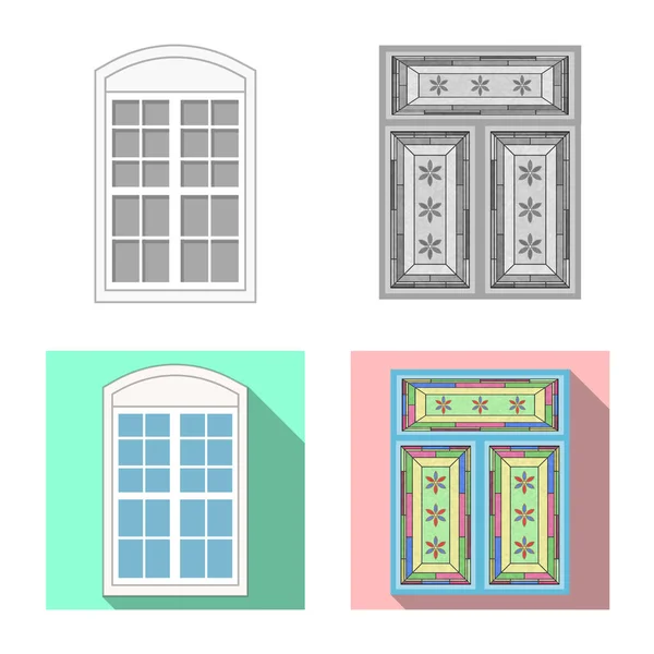 Diseño vectorial de la puerta y el icono frontal. Colección de puerta y vector de madera icono para stock . — Vector de stock