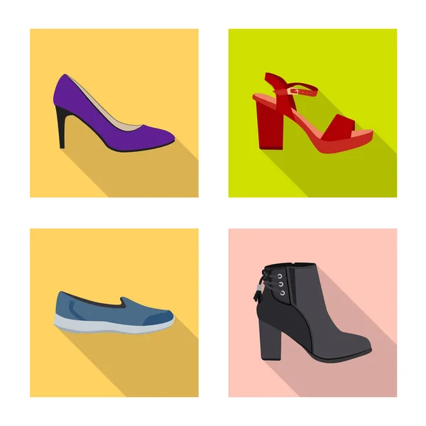 Vector design of footwear and woman icon. Set of footwear and foot stock vector illustration. — Stock Vector