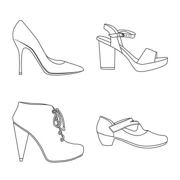 Illustrazione vettoriale di calzature e icona donna. Serie di calzature e piedi stock illustrazione vettoriale . — Vettoriale Stock