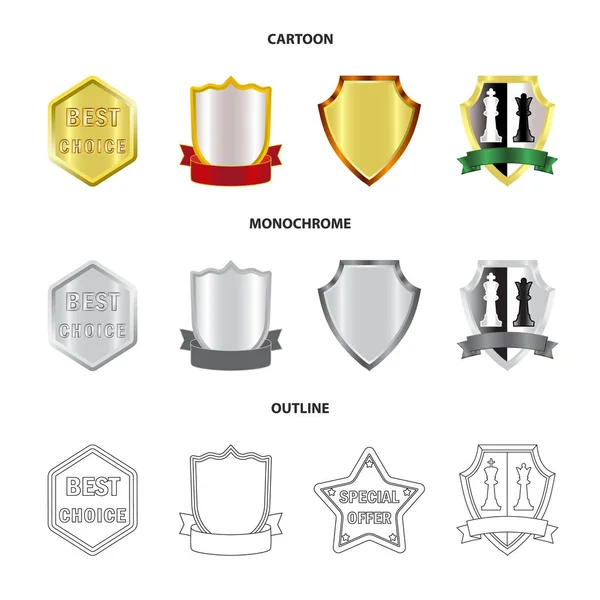 Vector design of emblem and badge sign. Set of emblem and sticker stock symbol for web. — Stock Vector