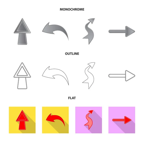Illustrazione vettoriale dell'elemento e segno di freccia. Raccolta di elementi e simboli di direzione stock per il web . — Vettoriale Stock