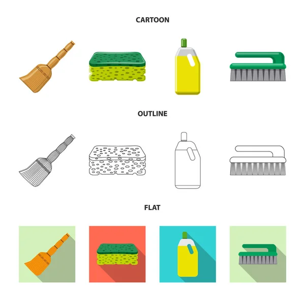 Изолированный объект очистки и логотип сервиса. Набор иконок для очистки и домашнего вектора на складе . — стоковый вектор