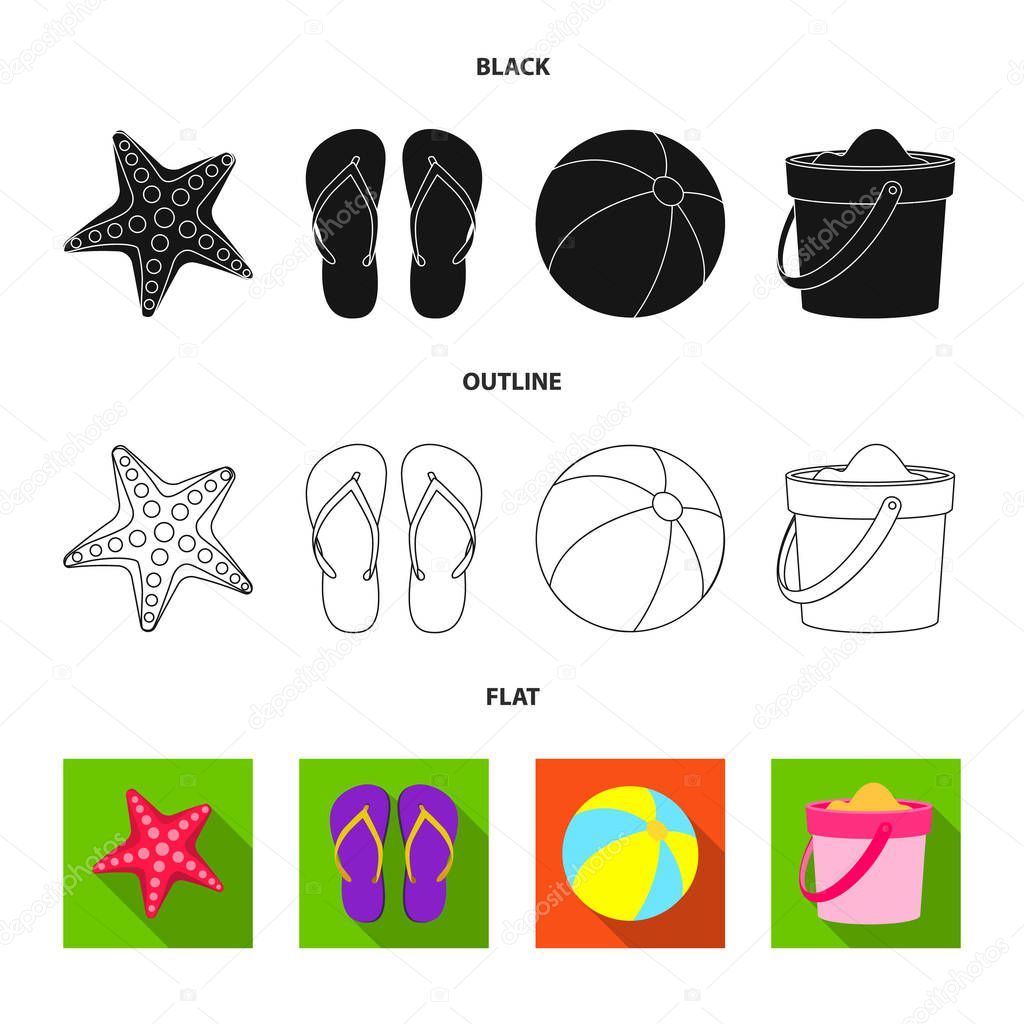 Vector illustration of equipment and swimming sign. Collection of equipment and activity stock vector illustration.