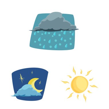 Hava ve iklim işareti vektör Illustration. Hisse senedi için hava ve bulut vektör simge kümesi.