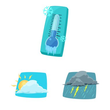 Hava ve İklim logo vektör Illustration. Hisse senedi için hava ve bulut vektör simge topluluğu.