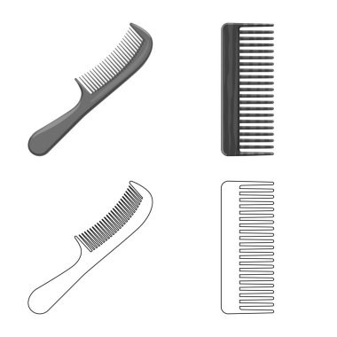 Fırça ve saç simge vektör tasarımı. Fırça ve saç fırçası hisse senedi vektör çizim seti.