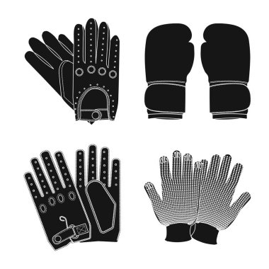 Eldiven ve kış simge vektör tasarımı. Eldiven ve ekipman hisse senedi vektör çizim topluluğu.