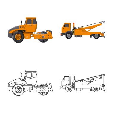 Yapı ve inşaat simge vektör Illustration. Web için yapı ve makine hisse senedi simgesi kümesi.