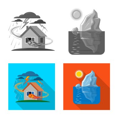 Doğal ve felaket simgesi yalıtılmış nesne. Risk hisse senedi vektör çizim ve doğal kümesi.