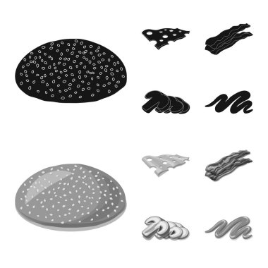 Burger ve sandviç simge vektör tasarımı. Burger ve dilim hisse senedi simgesi için web topluluğu.