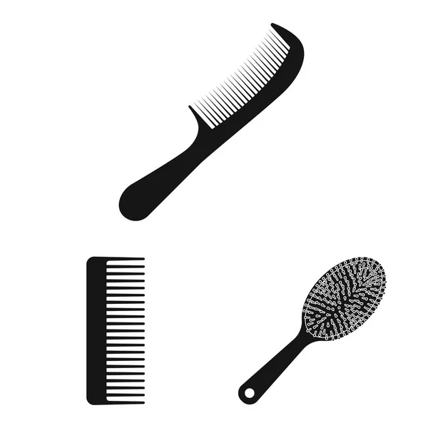 Conception vectorielle de pinceau et signe capillaire. Jeu de brosses et brosses à cheveux illustration vectorielle . — Image vectorielle