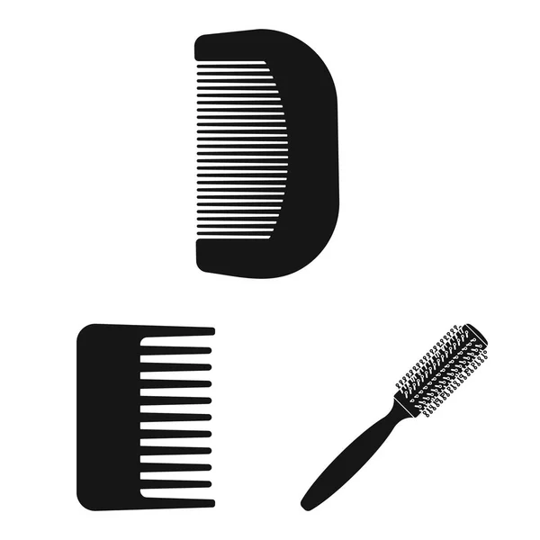 Vector illustration of brush and hair logo. Set of brush and hairbrush stock symbol for web. — Stock Vector