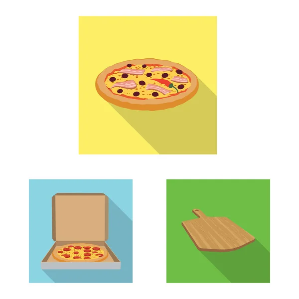比萨和食品符号的矢量设计。一套比萨和意大利股票矢量图标. — 图库矢量图片