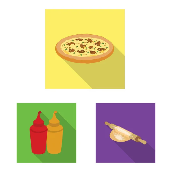 Isolierte Objekt der Pizza und Lebensmittel Symbol. Set von Pizza und italien Vektor-Symbol für Lager. — Stockvektor