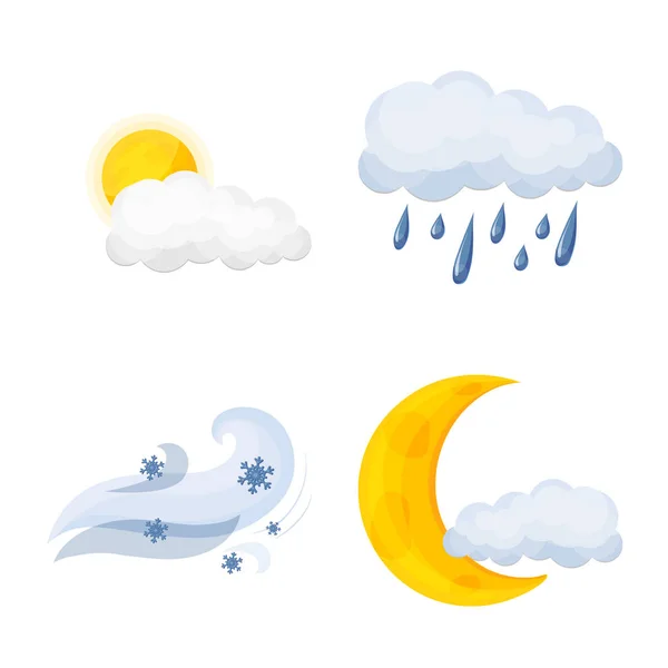 Vector ontwerp van pictogram van het weer en klimaat. Collectie van weer en cloud voorraad vectorillustratie. — Stockvector