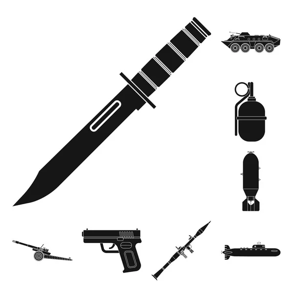Isolated object of weapon and gun logo. Collection of weapon and army stock vector illustration. — Stock Vector
