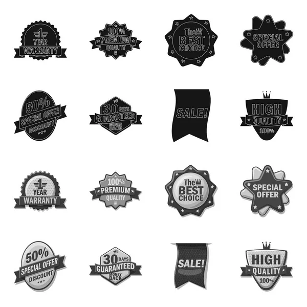 Vector illustration of emblem and badge sign. Collection of emblem and sticker stock symbol for web. — Stock Vector