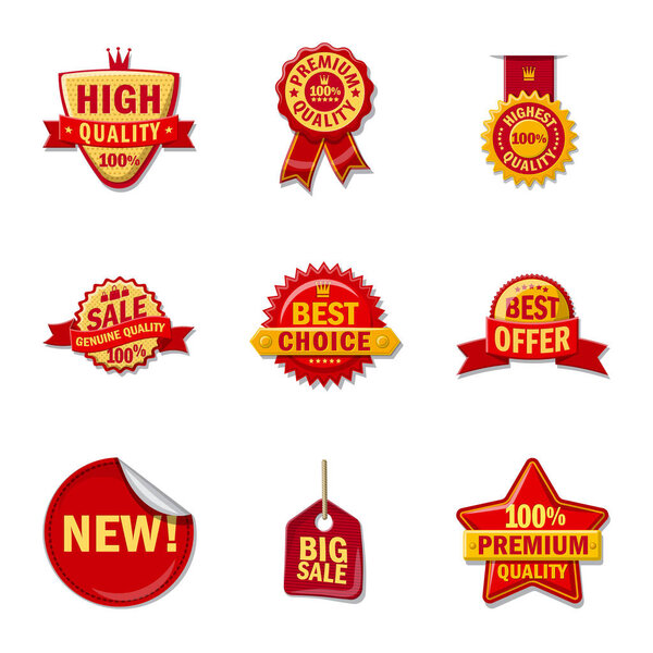 Isolated object of emblem and badge logo. Collection of emblem and sticker stock vector illustration.