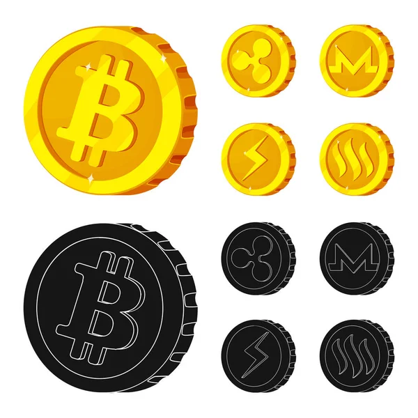 Ilustracja wektorowa ikony kryptowaluta i monet. Zestaw kryptowaluta i crypto symbol giełdowy dla sieci web. — Wektor stockowy