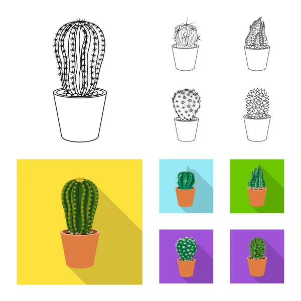 Vector ontwerp van cactus en pot symbool. Set cactus en cactussen aandelensymbool voor web. — Stockvector