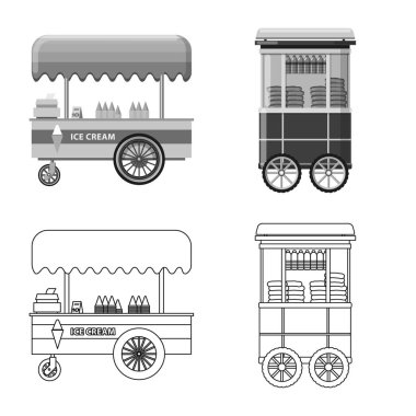 Piyasa ve dış işareti vektör çizimi. Market ve gıda hisse senedi vektör çizim seti.