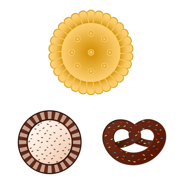 Geïsoleerde object van koekjes en bak symbool. Set van biscuit en chocolade aandelensymbool voor web. — Stockvector
