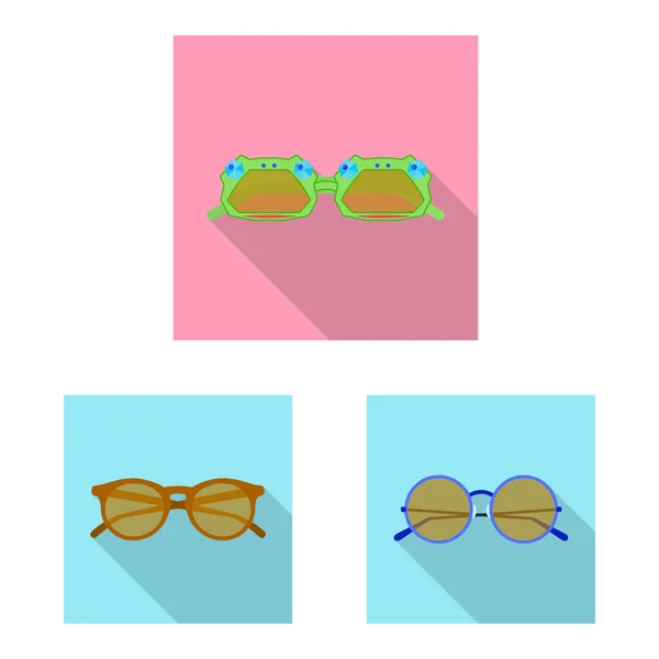 眼镜和太阳镜图标的矢量图解.一套眼镜和副枪托矢量图解. — 图库矢量图片