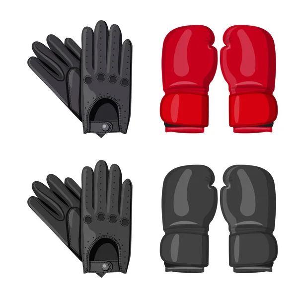 Vektor ilustrasi sarung tangan dan simbol musim dingin. Set ikon sarung tangan dan vektor peralatan bagi stok . - Stok Vektor
