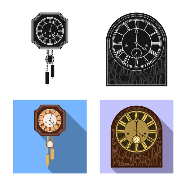 Illustrazione vettoriale dell'orologio e del segno orario. Set di orologio e icona vettoriale cerchio per magazzino . — Vettoriale Stock