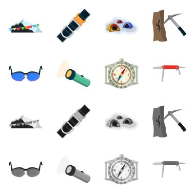 Dağcılık ve tepe logo vektör çizimi. Kamp ve dağcılık topluluğu hisse senedi için vektör simgesi.