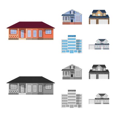 Vektör bina ve açık örnek sembolü. Bina ve çatı vektör simgesini hissenin koleksiyonu.