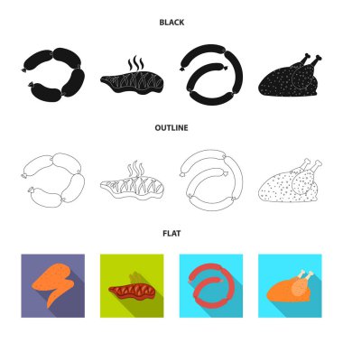 İşareti et ve ham izole nesne. Et ve hisse senedi simgesi web için pişirme.