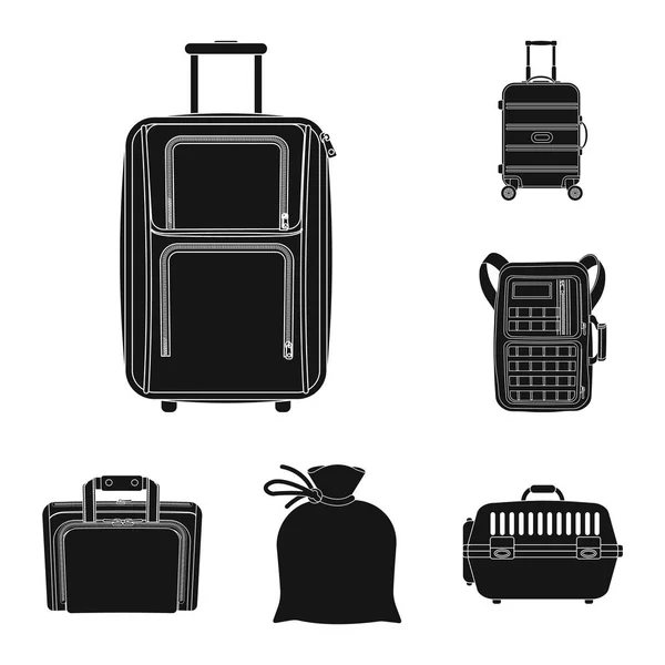 Vector ontwerp van koffer en bagage logo. Set koffer en reis aandelensymbool voor web. — Stockvector