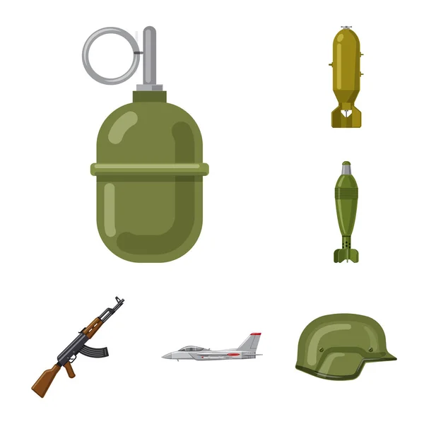 Diseño vectorial de arma y arma de fuego. Conjunto de armas y ejército icono de vector para la acción . — Vector de stock