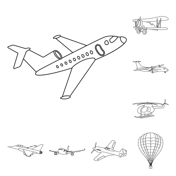 Illustration vectorielle du plan et du symbole de transport. Ensemble d'icône vectorielle plan et ciel pour stock . — Image vectorielle