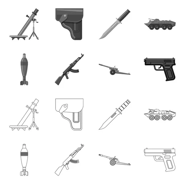 Vektor design af våben og pistol ikon. Sæt af våben og hær lager symbol for web . – Stock-vektor