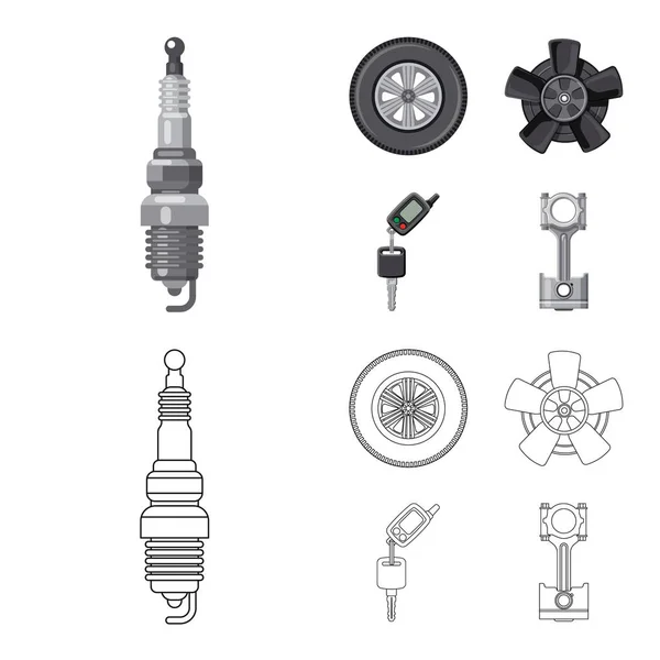Изолированный объект с автоиконкой и значком детали. Набор векторной иллюстрации авто- и автопарка . — стоковый вектор