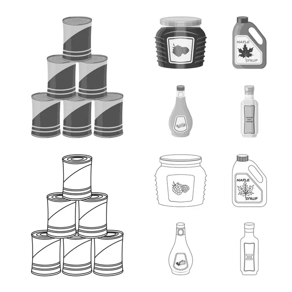 Progettazione vettoriale di lattina e cibo segno. Set di icone può e pacchetto vettoriale per magazzino . — Vettoriale Stock