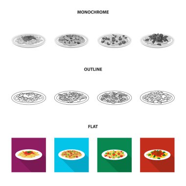 Makarna ve karbonhidrat simge vektör Illustration. Makarna ve makarna koleksiyonu vektör hisse senedi simgesi.