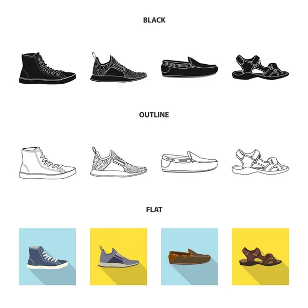 Векторная иллюстрация логотипа обуви и обуви. Коллекция обуви и стопы символ для паутины . — стоковый вектор