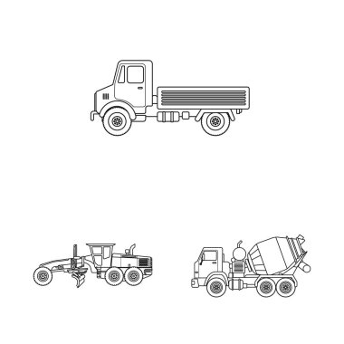 Yapı ve inşaat simgesi yalıtılmış nesne. Yapı ve makine hisse senedi vektör çizim seti.